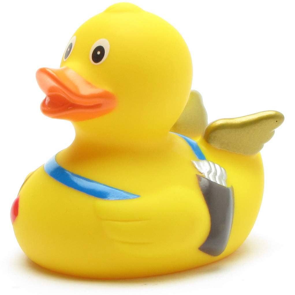 Pato de goma Cupido con alas doradas