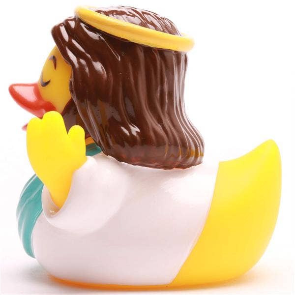 Patito de goma Jesucristo vista lateral izquierda