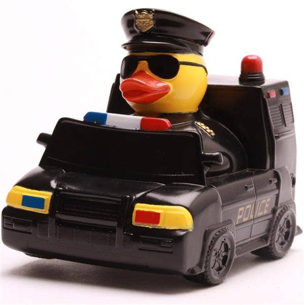 Patito de goma coche de policía vista frontal