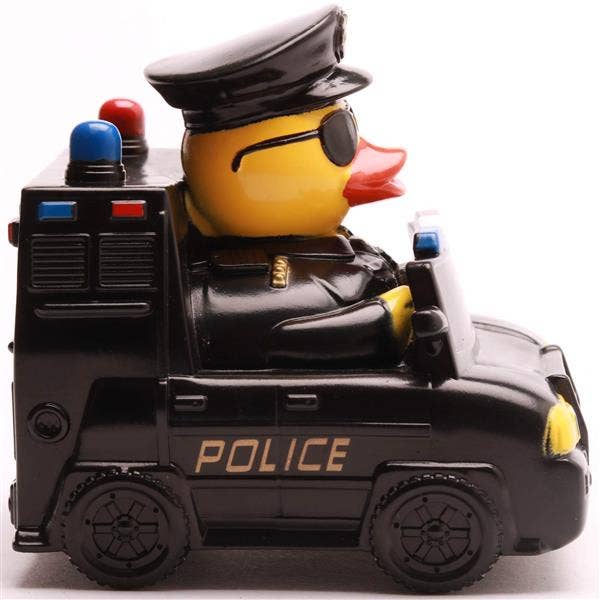 Patito de goma coche de policía vista lateral derecha
