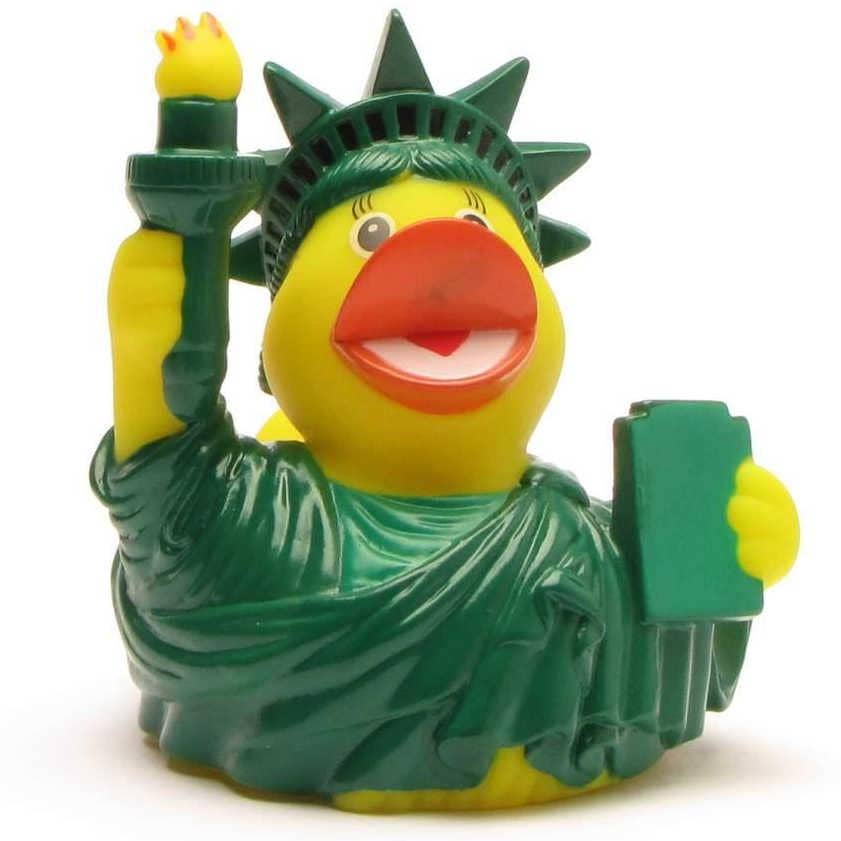 Patito de goma Estatua de la Libertad de Nueva York vista frontal completa