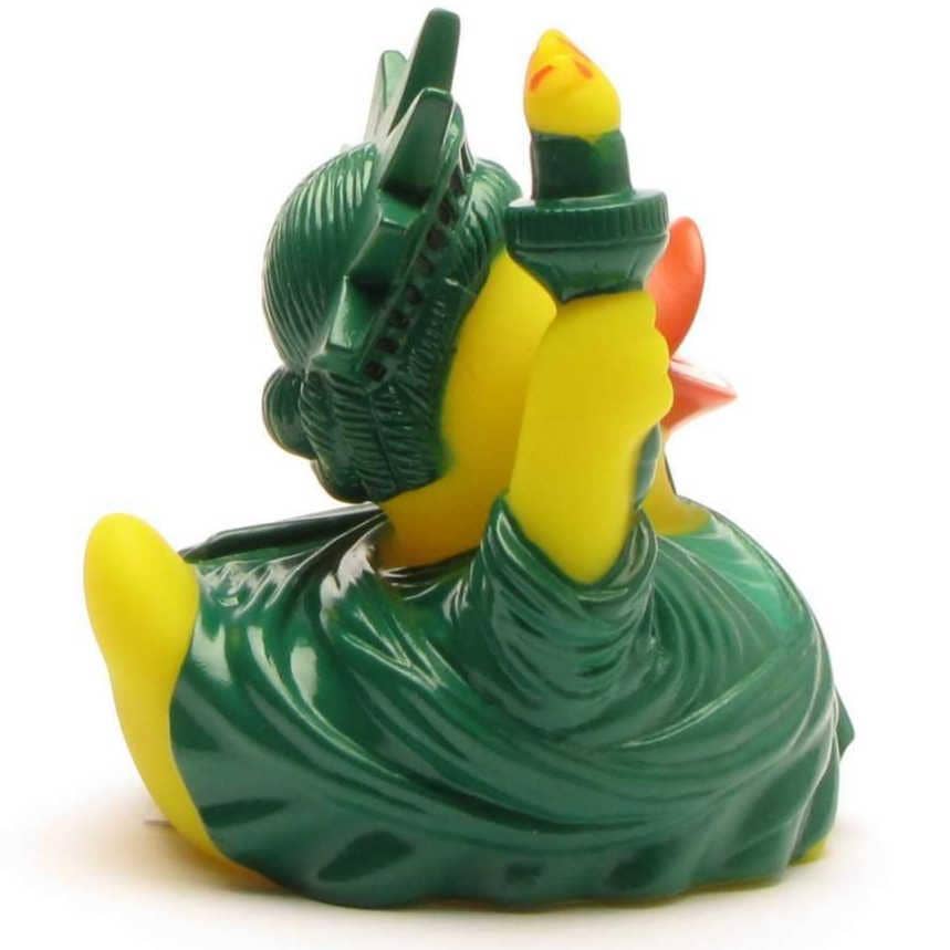 Patito de goma Estatua de la Libertad vista lateral derecha