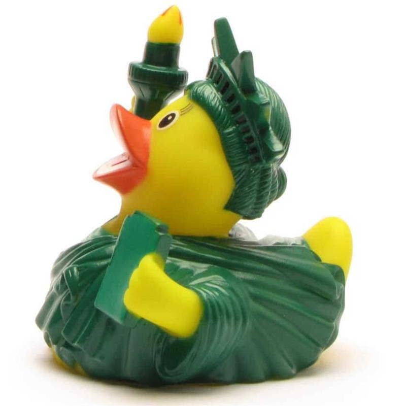 Patito de goma Estatua de la Libertad vista lateral izquierda