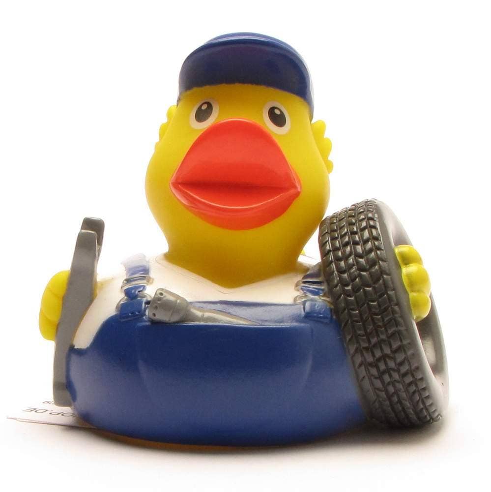 Patito de goma mecánico de autos vista frontal completa