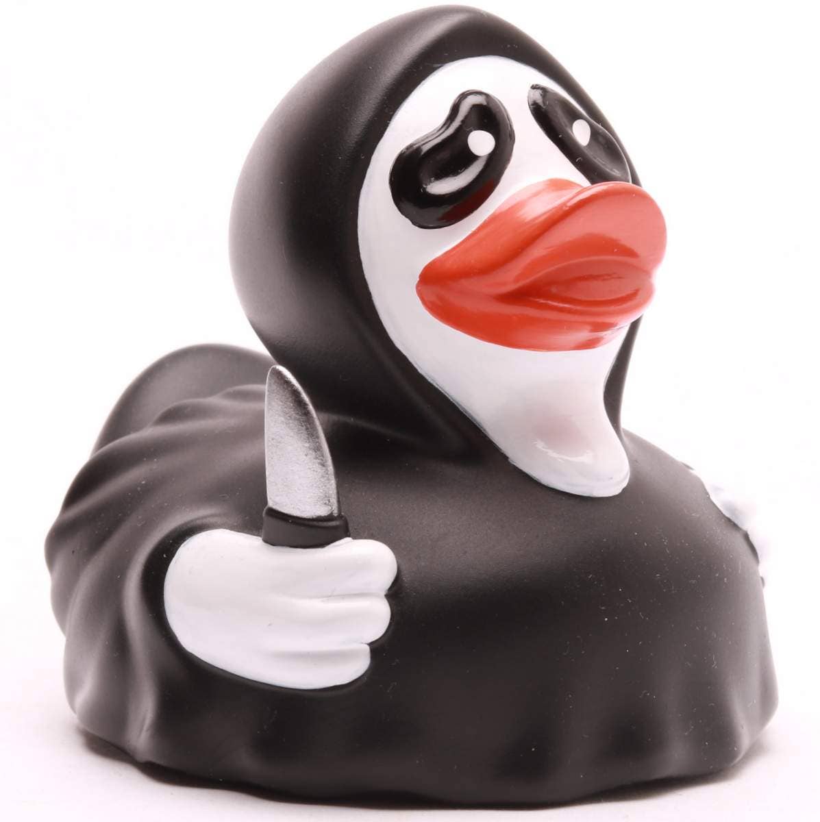 Patito de goma Scream vista tres cuartos