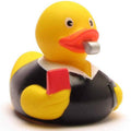 Patito de goma árbitro de fútbol vista frontal