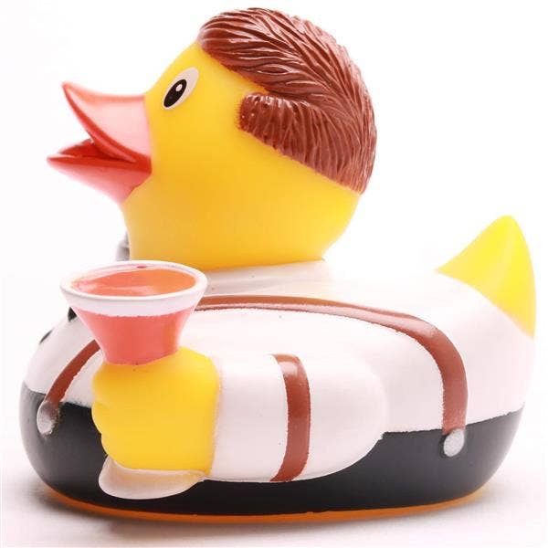 Patito de goma barman vista lateral izquierda