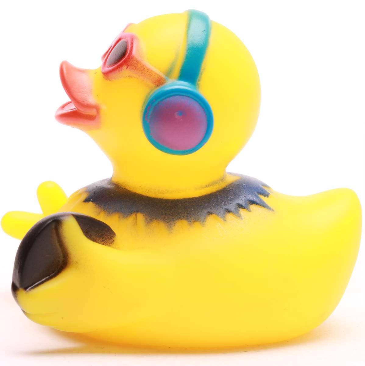 Patito de goma DJ vista lateral izquierda