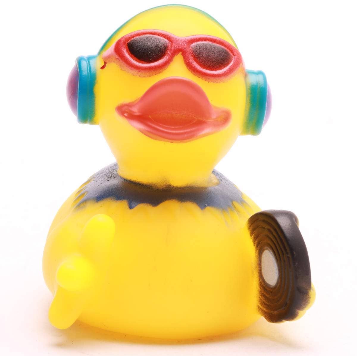 Patito de goma discjockey en perspectiva