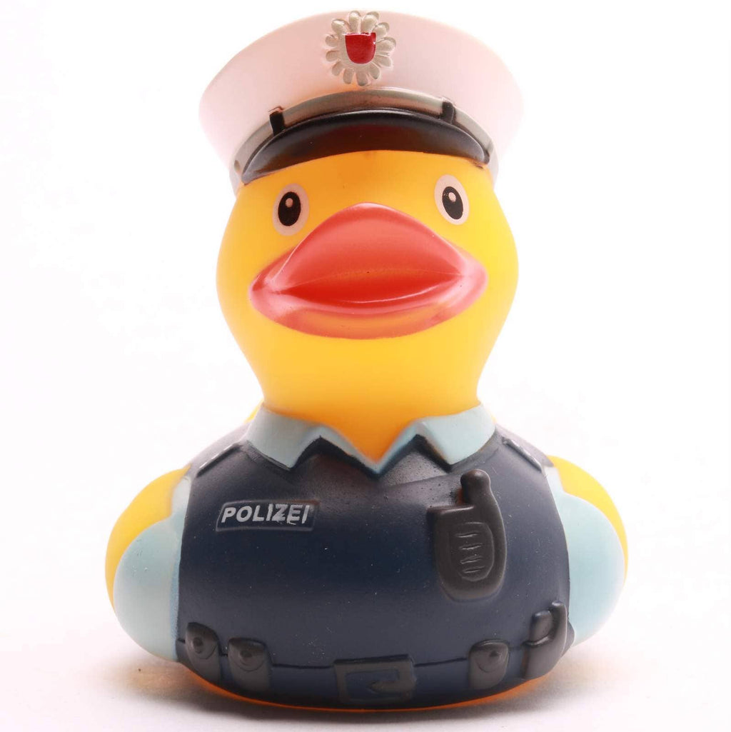 Patito de goma policía con uniforme y gorra