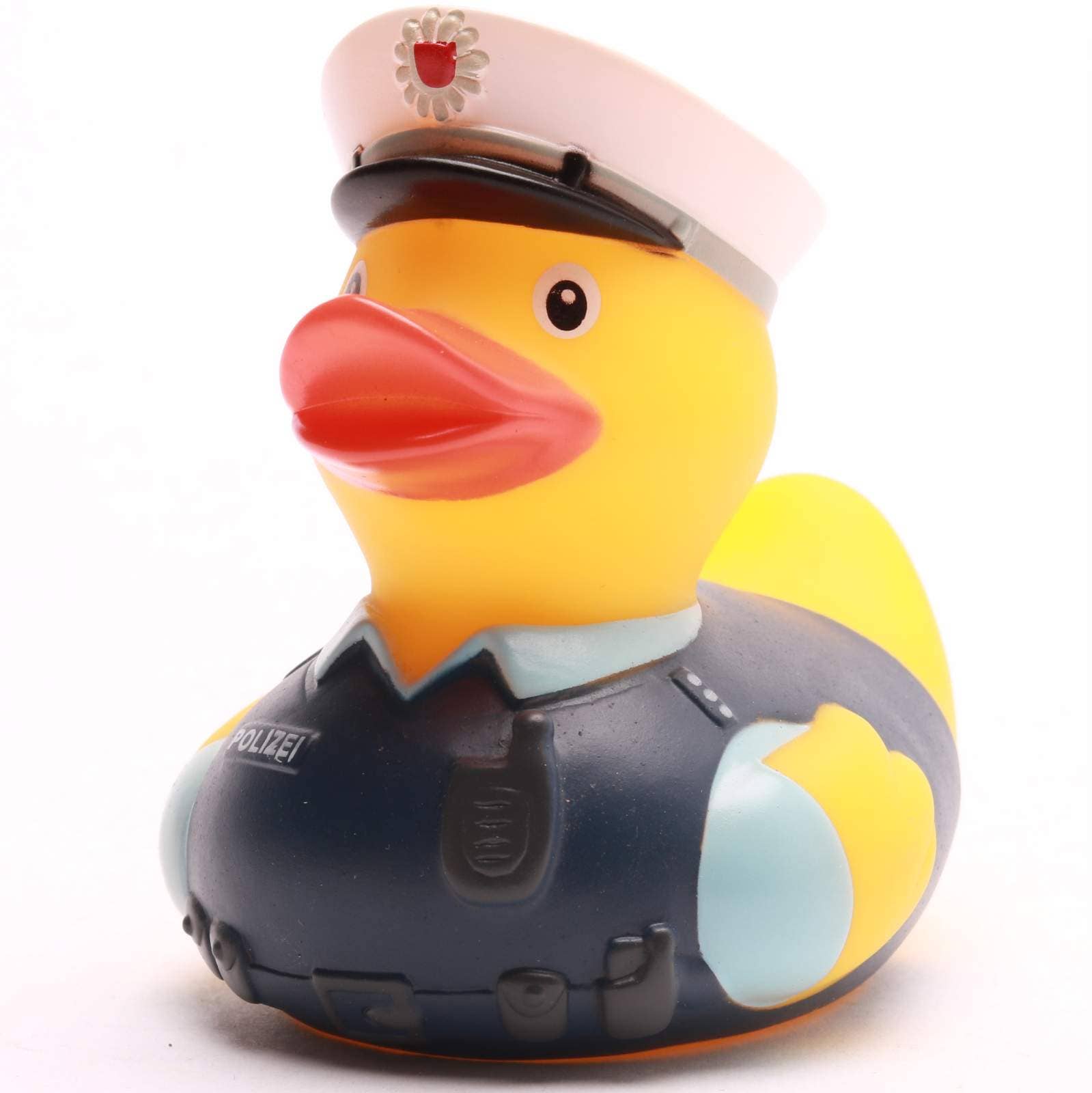 Patito de goma policía vista frontal