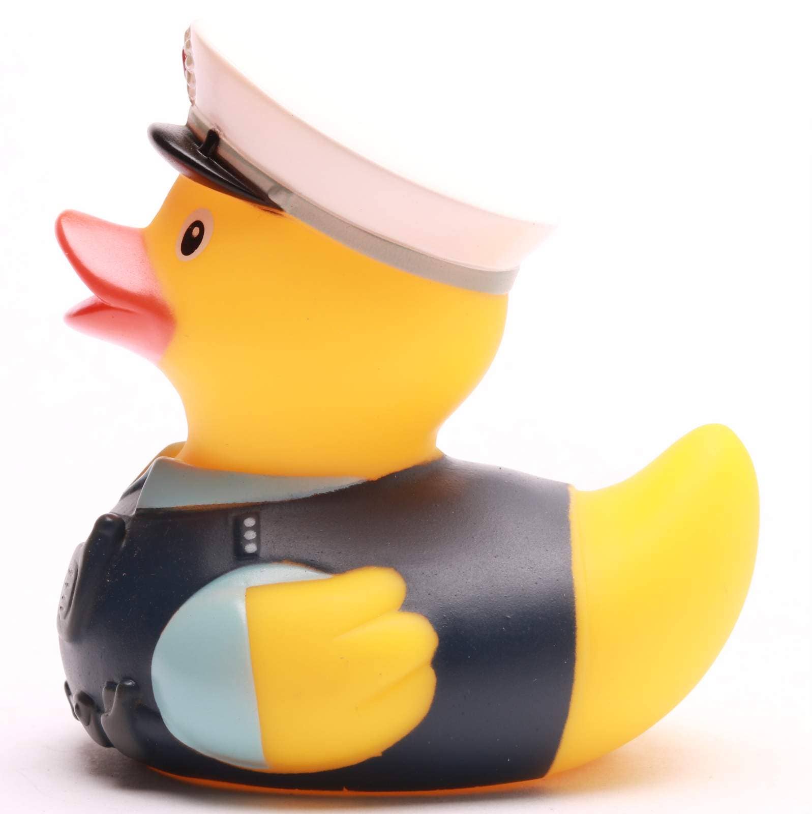Patito de goma policía vista lateral izquierda