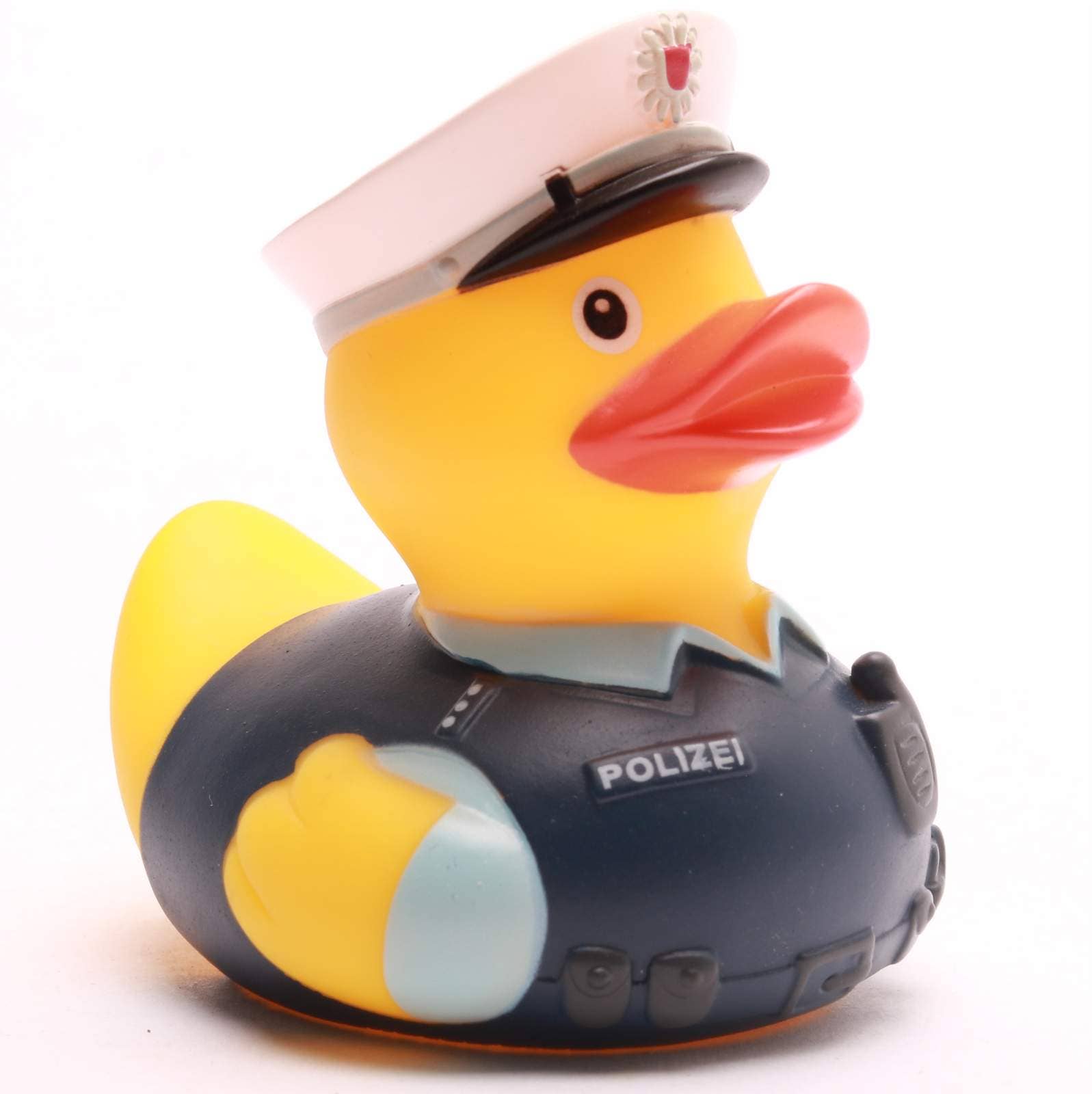 Patito de goma policía vista de perfil
