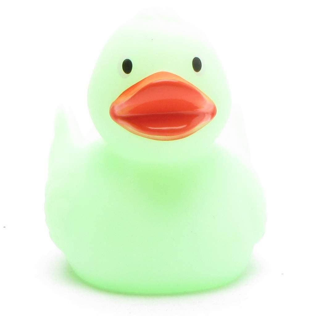 Patito de goma verde luminoso para baño