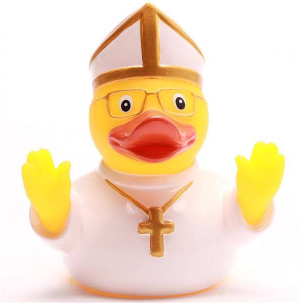 Pato de goma del Papa vista frontal completa