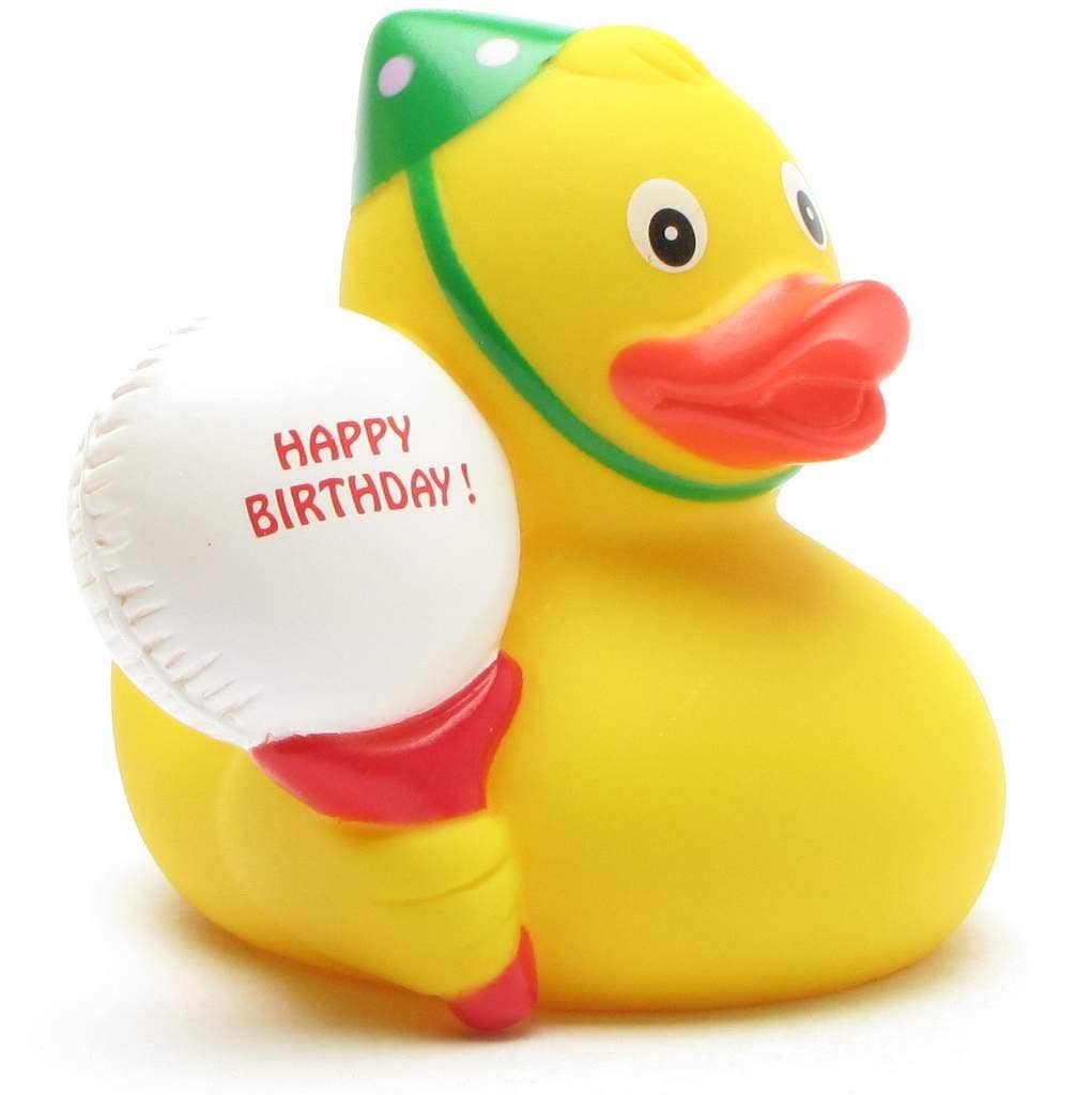 Pato de goma Feliz Cumpleaños con gorro de fiesta