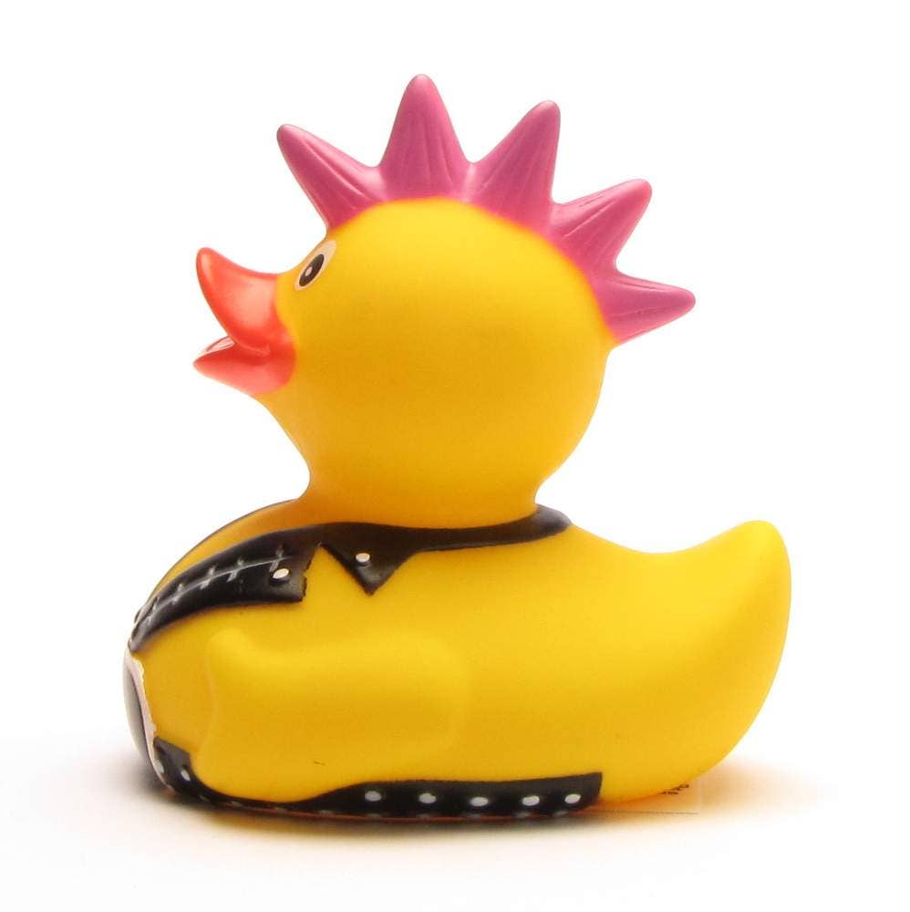 Parte trasera de pato de goma punk con cresta rosa