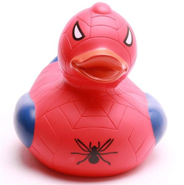 Pato de goma superhéroe rojo y azul XL vista frontal