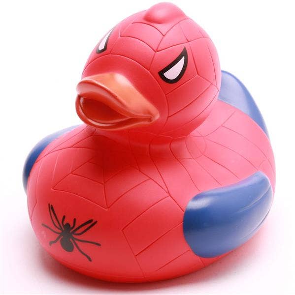 Pato de goma superhéroe rojo y azul XL