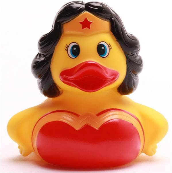 Pato de goma Wonderwoman visto de frente