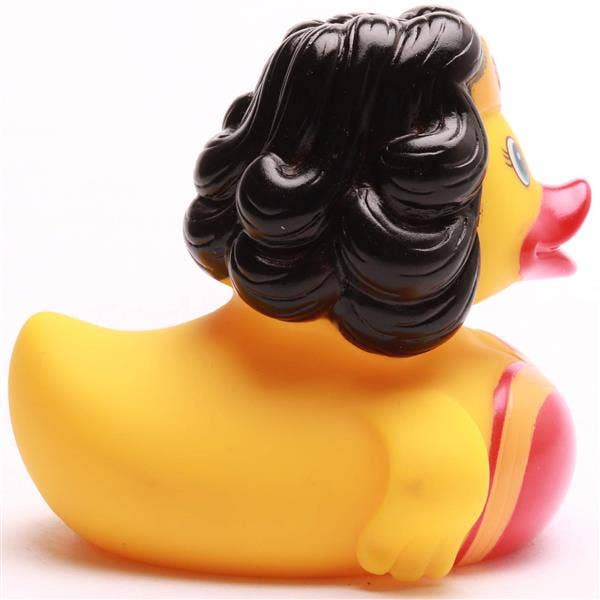 Vista lateral derecha del pato de goma Wonderwoman