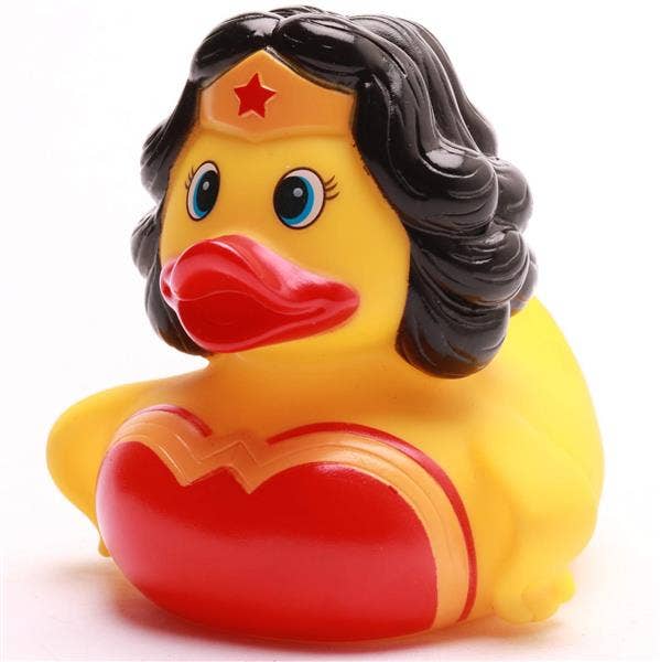 Pato de goma Wonderwoman con traje de superheroína