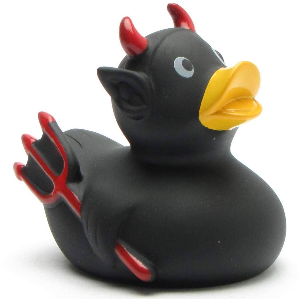 Pato demonio negro con cuernos