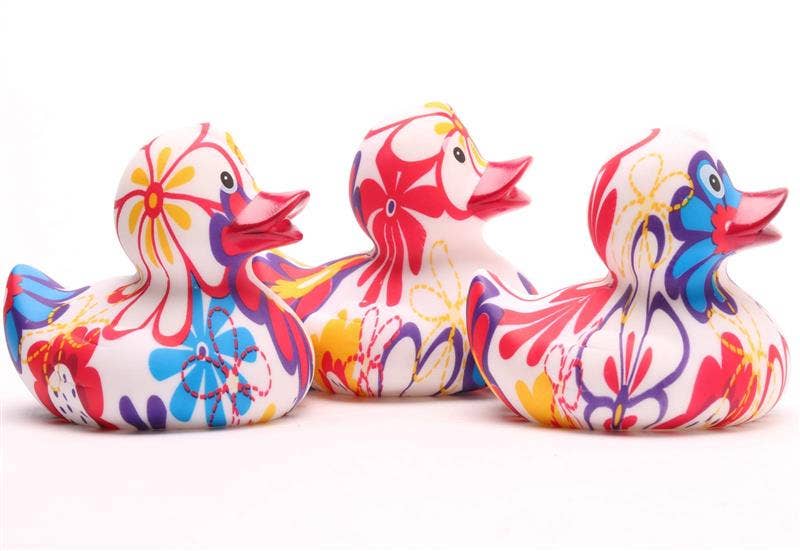 Pato de goma floral ideal para colección y regalo