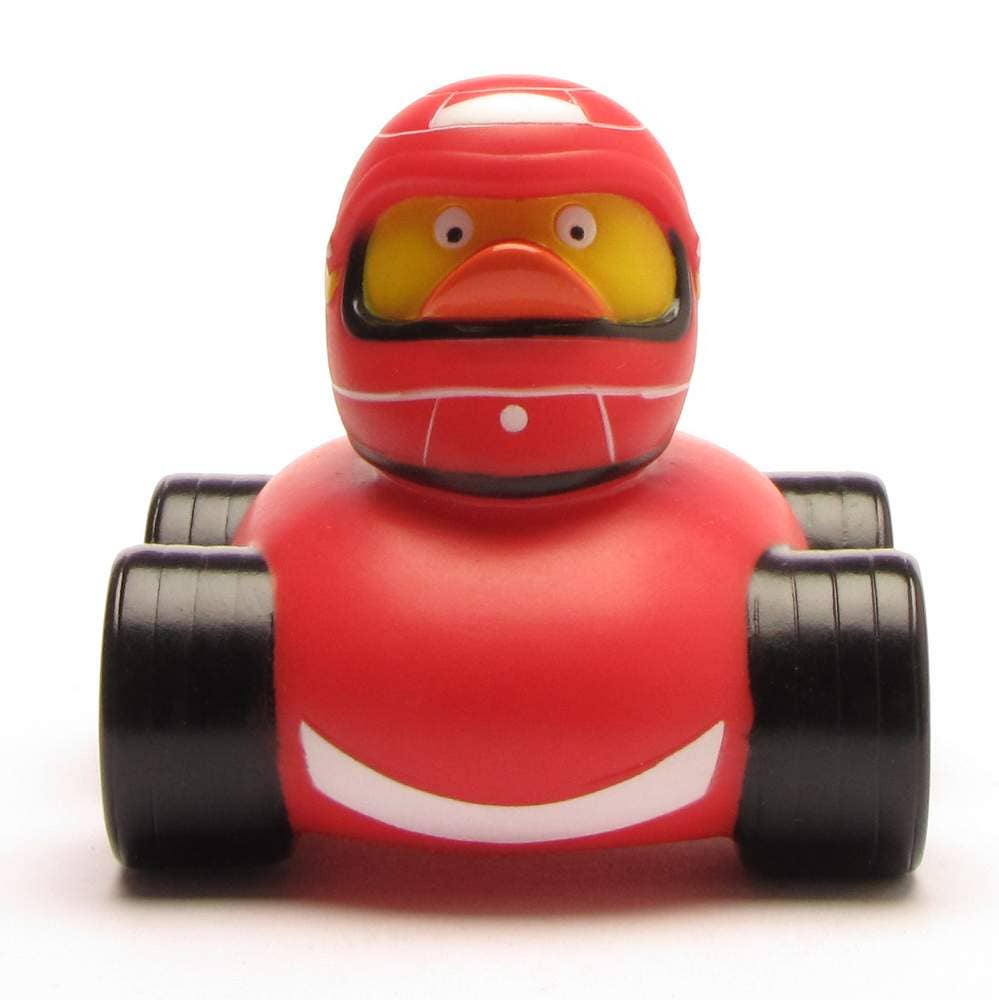 Pato de goma estilo Fórmula 1 rojo