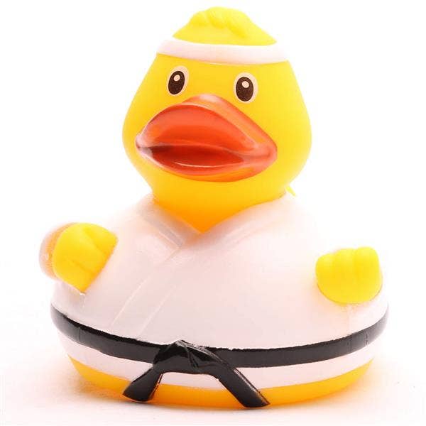 Pato de goma karateca frontal