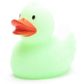 Pato de goma verde que brilla en la oscuridad vista frontal
