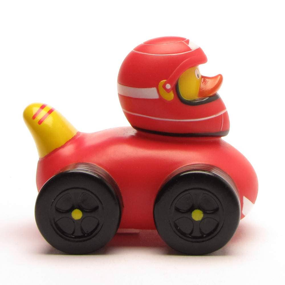 Pato de goma piloto racing lateral