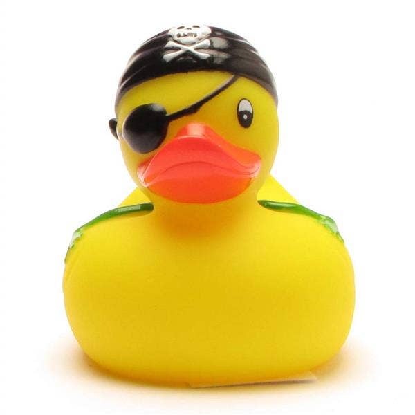 Pato de goma pirata con rana