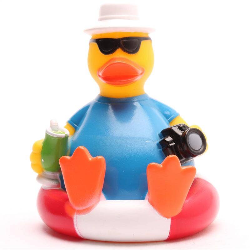 Pato de goma estilo turista divertido