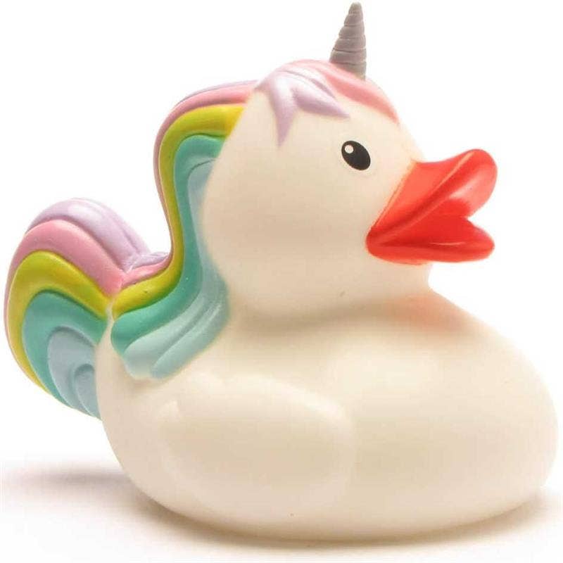  Pato de goma unicornio blanco arcoíris