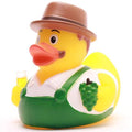 Pato de goma vinicultor con copa de vino regalo original